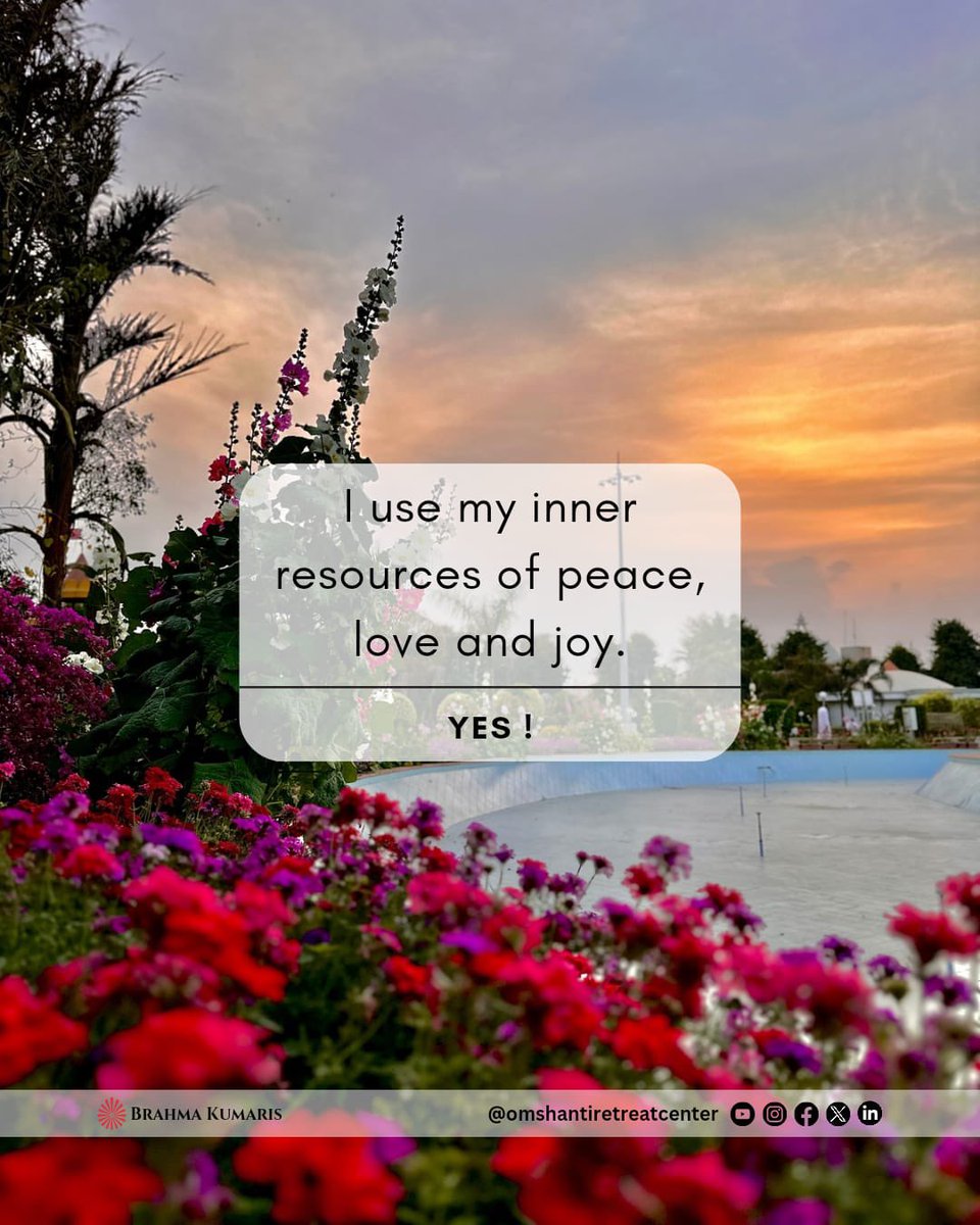 Embracing the power within: finding peace, love, and joy amidst the chaos. Follow us @OMSHANTIRETREAT for daily wisdom! #InnerStrength #PeacefulMind #LoveAndJoy #SelfDiscovery #omshanti #brahmakumaris #omshantiretreat