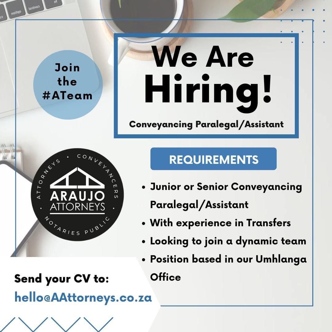 📍Conveyancing Paralegal vacancy