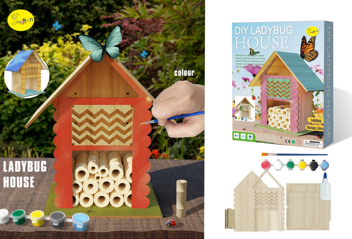 smartendiy's tweet photo. DIY Ladybug House
This wooden house requires you to   assemble loose wood slices, and after a simple assembly, you can make your   dream ladybug houses with your imagination. https://t.co/lMXtbZFmCb