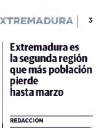No es una buena noticia para Extremadura. Sabemos que no existen varitas mágicas, pero si hay que reprochar al gobierno de la Sra. @MguardiolaM que tengan metida en el cajón la Ley y la Estrategia para abordar el Reto Demográfico en nuestra Comunidad Autónoma.