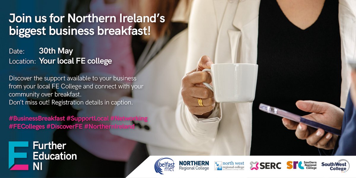Join us for Northern Ireland’s Biggest Business Breakfast 🥓🍳 💼 Would you like to find out how you can elevate your business to new heights with funding and support that’s right on your doorstep? Secure your spot now ⬇️ furthereducationni.com/bigbusinessbre…