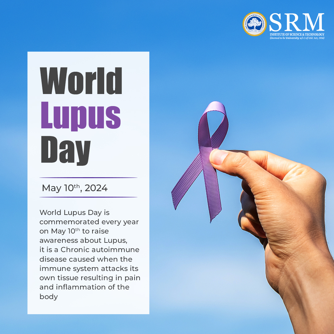 Let’s raise awareness about #Lupus, a chronic autoimmune disease, on this #WorldLupusDay 2024. 

#SRMIST takes a moment to educate the public about Lupus, and promote research efforts to improve diagnosis, treatment, and ultimately find a cure🎗️

#awareness #healthcare #SRMMCHRC