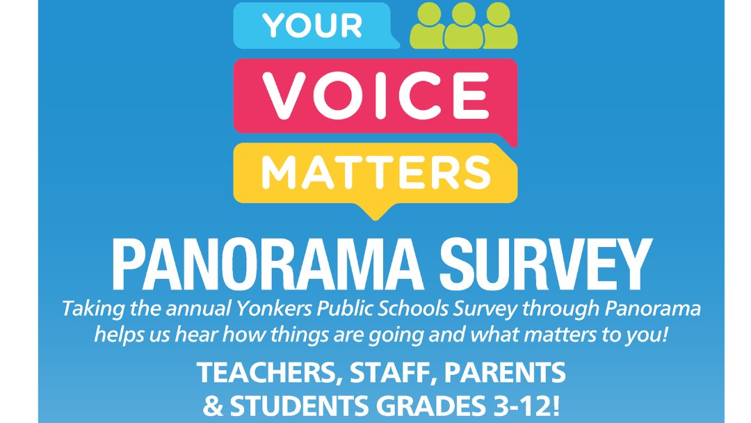 ☕️ Good morning @YonkersSchools! Parents & students grades 3-12: Make your voice matter by taking the school climate survey facilitated by our partners @PanoramaEd Your participation helps us HEAR what matters to YOU! ➡️Survey Links: bit.ly/yps-panorama-l… @DrF_Hernandez