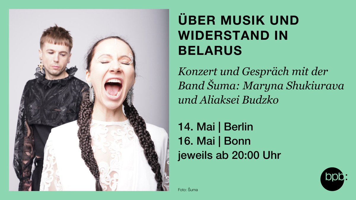 Musiker/-innen aus #Belarus bespielen in diesem Jahr die Konzert- und Gesprächsreihe TINY CONCERTS AND TALKS. Los geht’s mit Ethno Electonica der Band Šuma. 👉 Berlin: bpb.de/547735 👉 Bonn: bpb.de/547737 #Osteuropa