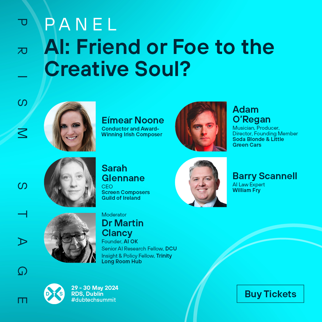 👥“AI, Friend or Foe?”👥 Are we entering a time where AI helps make creativity better, or is it more like a competitor that takes away from real artistic ideas? Hear insights from Eímear Noone, Conductor and Award-Winning Irish Composer, Adam O’Regan from @sodablonde &