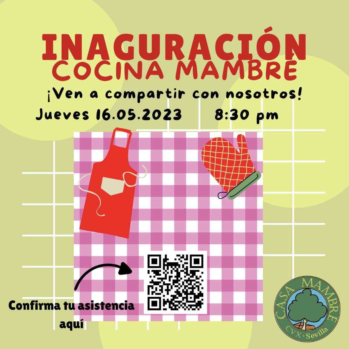 Casa Mambré agradece las aportaciones recibidas para la renovación de la cocina. ¿Te apuntas a la inauguración?
Más info: cvx-e.es/cvxe/agradecim…
Apúntate aquí: forms.gle/9cvgCq5ppxfFrt…
#espiritualidadignaciana #migraciones <a href="/CasaMambre/">Casa Mambré Sevilla</a>