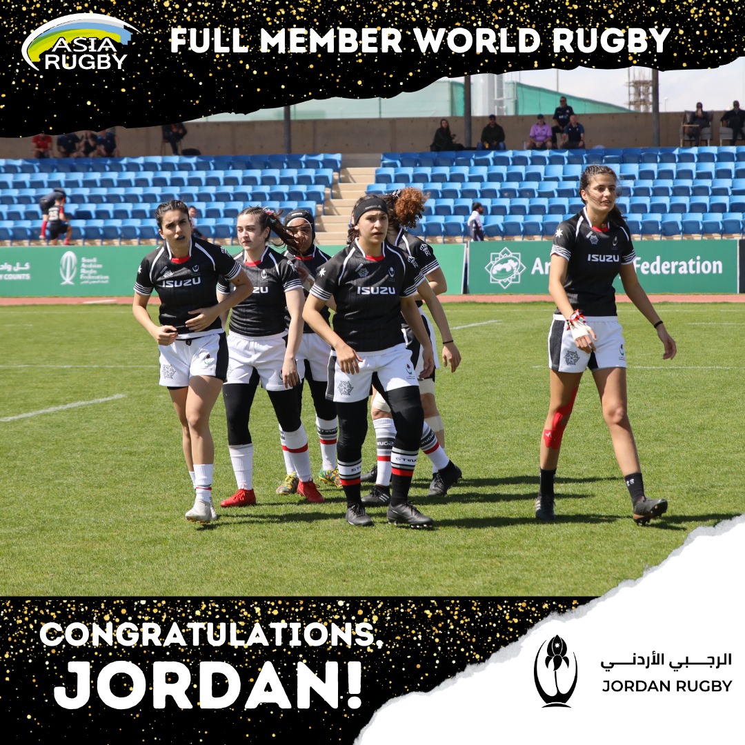 Congratulations to Jordan on becoming the 23 Asia Rugby Union to become a World Rugby Full Member. #AsiaRugby #WorldRugby #Fullmember #36InUnion