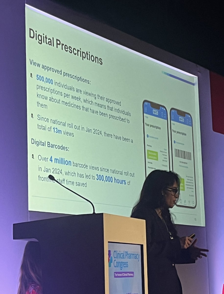 Nishali Patel, @NHSEngland says that live digital prescription tracking will be available from September 2024 via the NHS mobile app. This will allow patients to track the status of their prescription by each item. @PJOnline_News #CPCongress