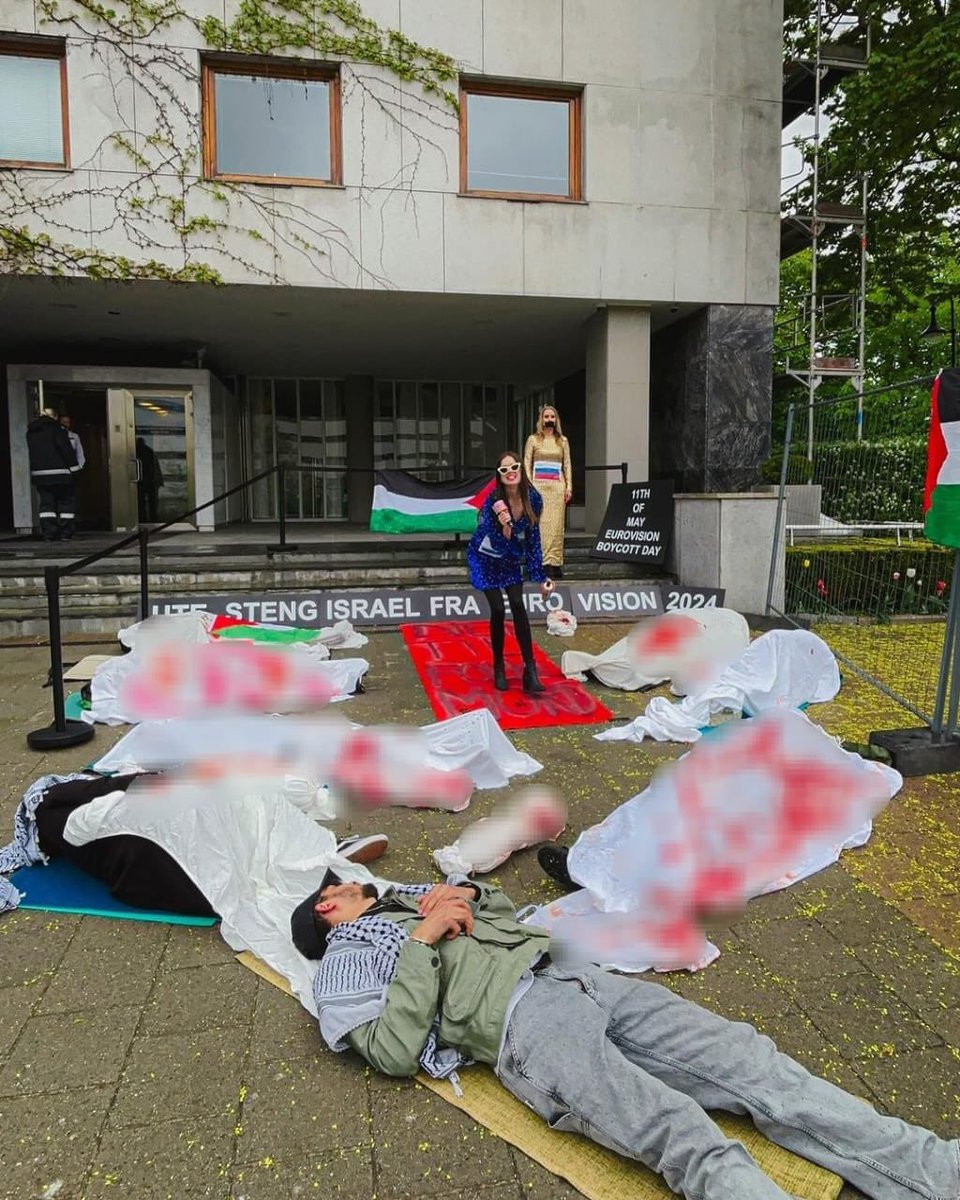 Pro-Palestine activists in Oslo, Norway, held a die in against Israel's participation in Eurovision Song Contest.