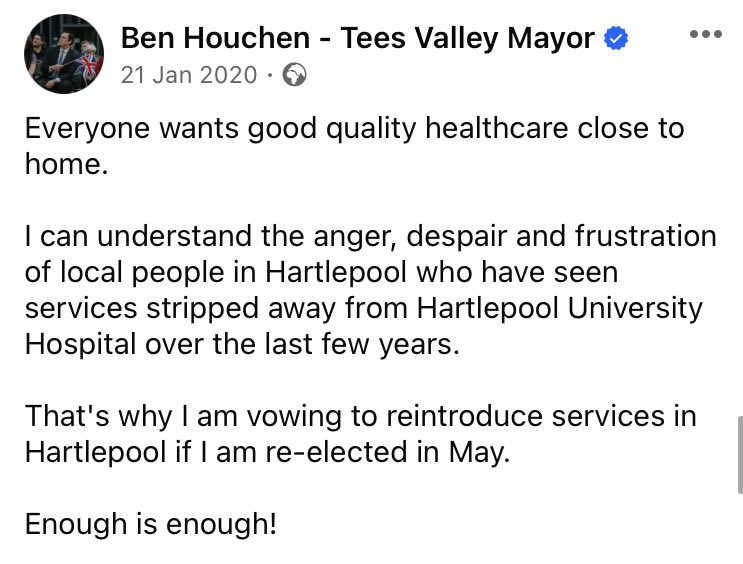 Ben Houchen also promised to return services to Hartlepool hospital 4 years ago. That went well then! 🙄
#truthonteesside