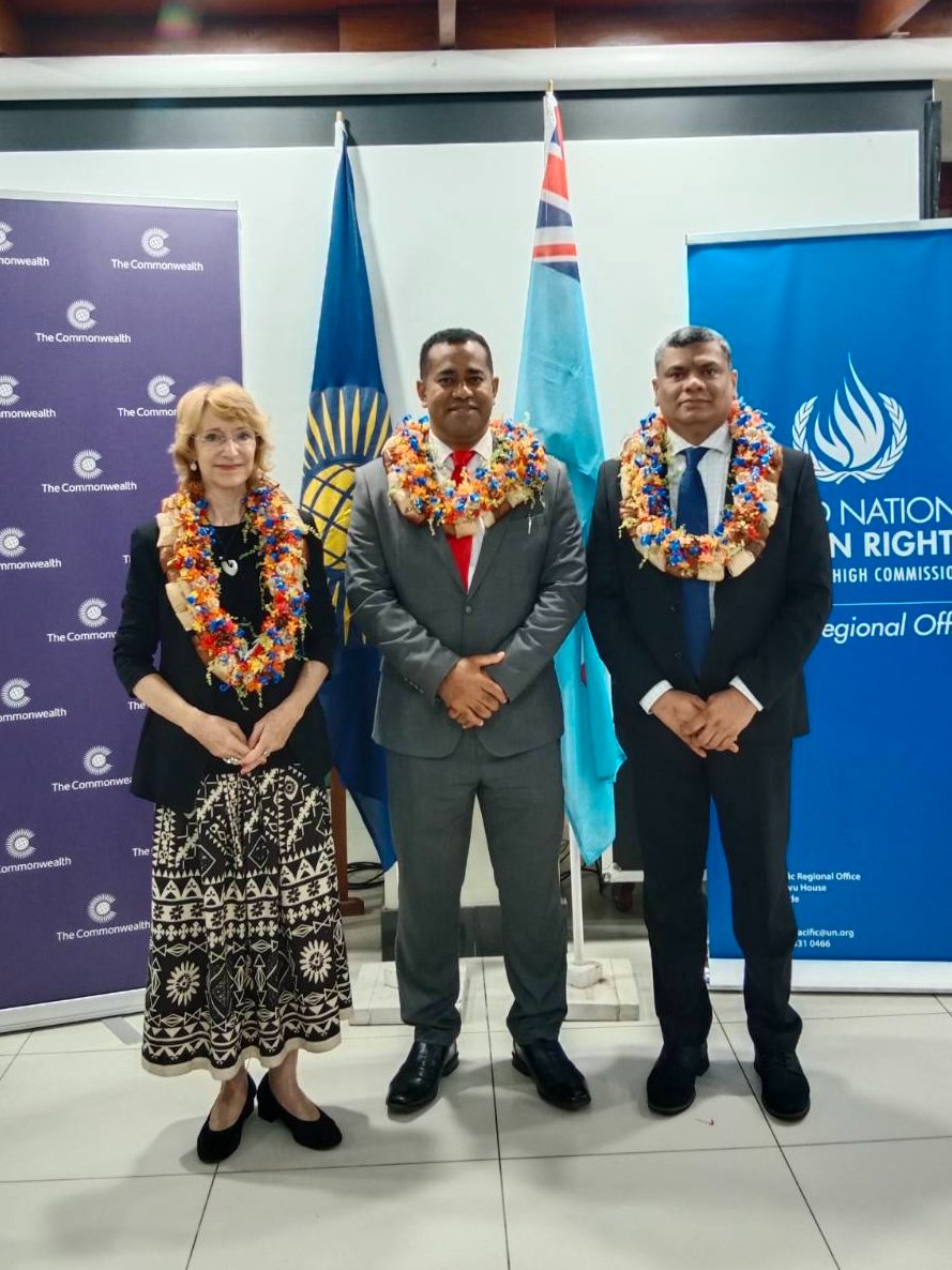 Hon.@filivosarogo launched the Pacific Regional Capacity-Building Workshop on treaty body reporting & #NMRF strengthening in Nadi, Fiji, 9-11 May. Recognizing Fiji’s 🇫🇯 commitment to human rights & supporting Pac. Island Countries in fulfilling their obligations. @FijiGovernment