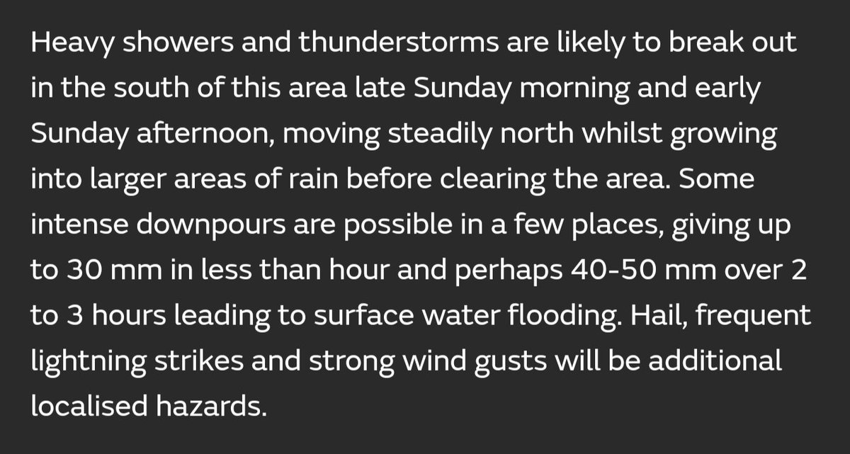 ⚠️ Weather warning issued for scattered #thunderstorms on Sunday ⚠️

⏰ Noon to 10pm

💦 1-2 inches possible

⚡ Frequent lightning 

🧊 Hail 

💨 Gusty winds 

📍Hit and miss

#WeatherAware