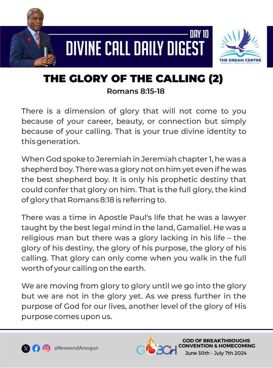 ReverendAreogun's tweet photo. Divine Call Daily Digest- Day 10 (#DCDD)
#SOC2024
#DivineCallDailyDigest
#DCDD
#SchoolOfCalling2024
#Destiny #Calling
#ReverendAreogun https://t.co/Jc65j9tsG1