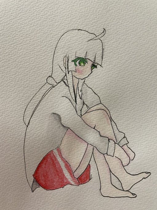 「hugging own legs simple background」 illustration images(Latest)