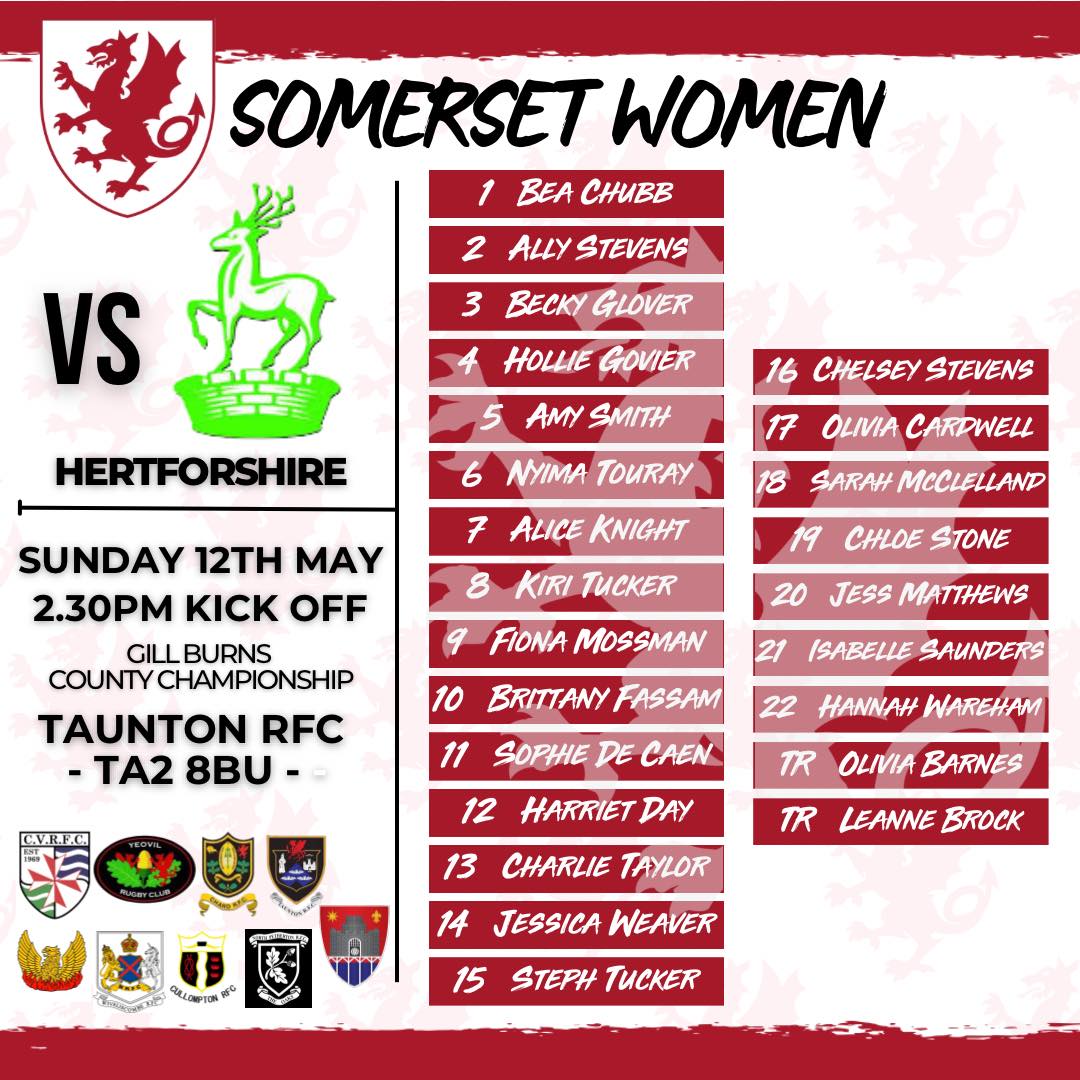 Congratulations to the Taunton RFC representatives playing for Somerset RFU this weekend. U17's - Oliver Edge, Harry Cridland, Sochima Chienye, Louis O'Donnell, Finley Court and Jarryd Mossman. Women - Alice Knight, Fiona Mossman, Britt Fassam, Harriet Day and Hannah Wareham.