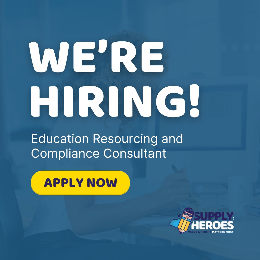 We're looking for a Education Resourcing and Compliance Consultant to join our team! 🌟 £22,000 - £27,000 🌟 35 days holiday + bank holidays & reduced school holiday hours 🌟 Central Brum office 🌟 Hybrid and 4 or 5-day week available Apply here: supply-heroes.co.uk/jobs/jobs-cate…
