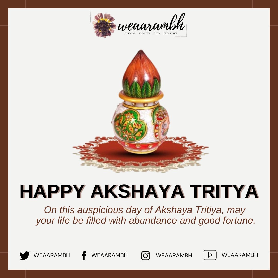 Unlocking the treasures of prosperity this Akshaya Tritiya! 🌟 Join us as we celebrate abundance, growth, and new opportunities on this auspicious occasion. Wishing everyone infinite blessings and success! ✨ #AkshayaTritiya #Abundance #NewBeginnings #ppfromweaarambh #weaarmbh