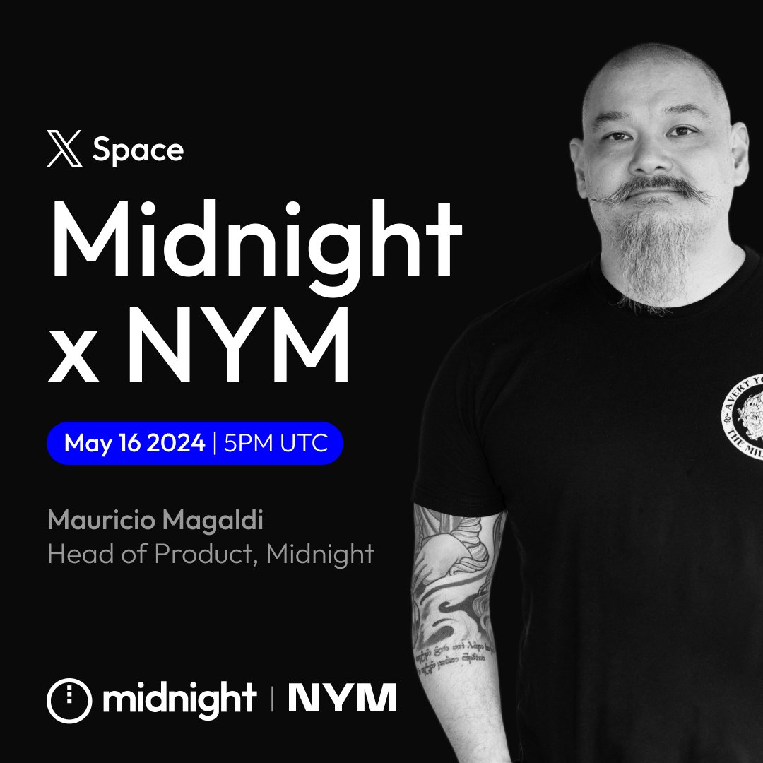 🚀 Nym is teaming up with @MidnightNtwrk for a Space on all things data protection with product head @0xmauricio next week! 🌃 Midnight is a new data protection blockchain that lets you: 👉Share proofs, not sensitive data. 👉Make use of data protecting smart contracts.…
