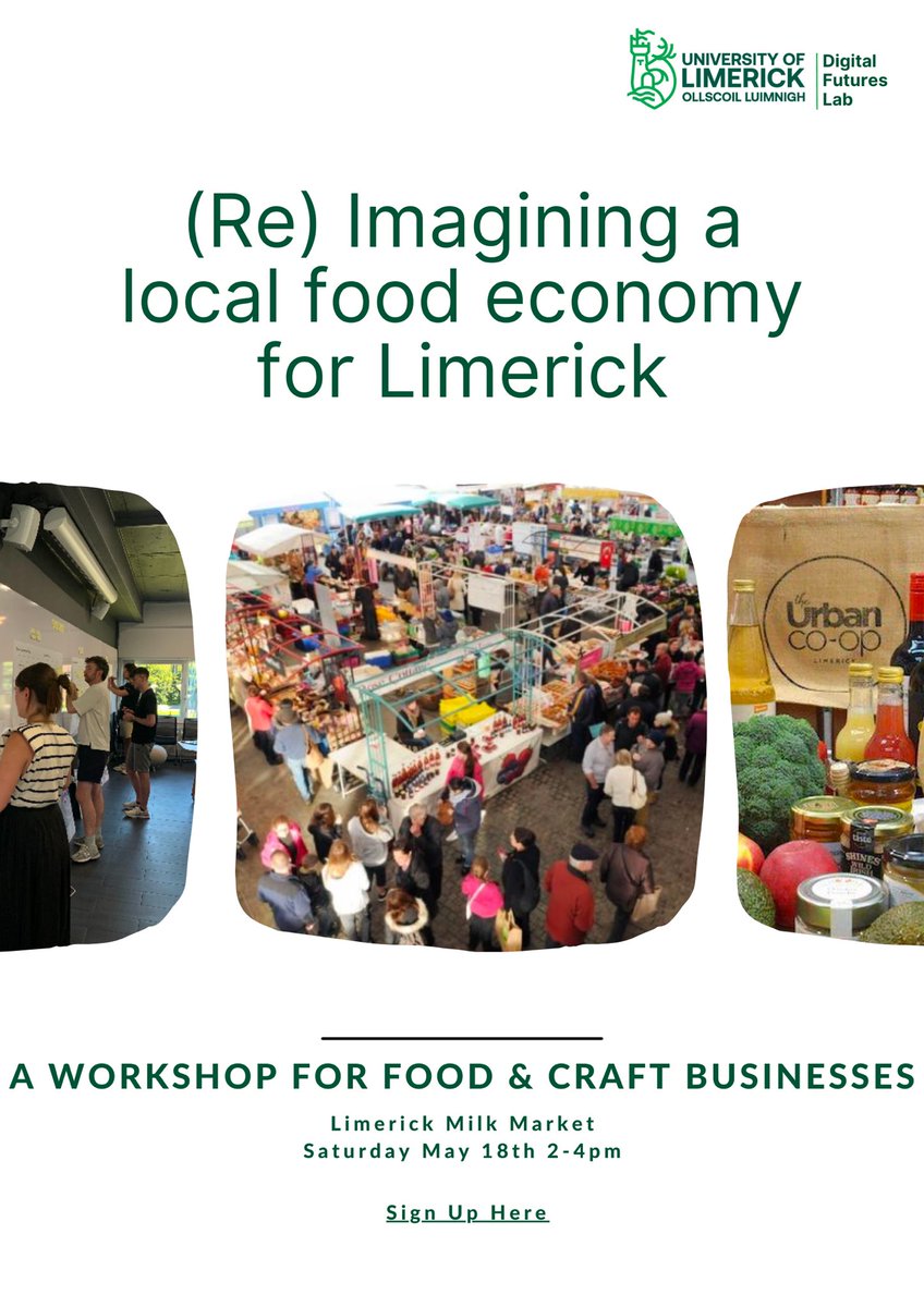 📣 calling all local Limerick Region food businesses (producers, vendors, retailers, restaurateurs, chefs, food writers). You are cordially invited to participate in “Reimagining the Limerick (real) Food Economy” Saturday 18th 2-4 co hosted by @TheMilkMarket and @theurbanco_op