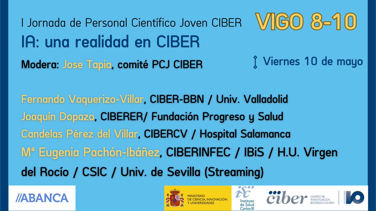 💯Ultima mesa redonda de la I Jornada de Personal Científico Joven CIBER: IA: una realidad en CIBER @xdopazo #Vigo #JovenCIBER #10añosCIBER #biomedicina @SomosABANCA