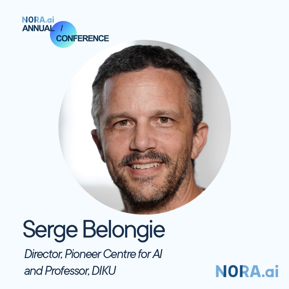 Still a few days left to sign up for the NORA.ai Annual Conference in Kristiansand, June 3-4. We're happy to welcome keynote speaker @SergeBelongie ! Sign up here by May 15: nora.ai/nora-conferenc…