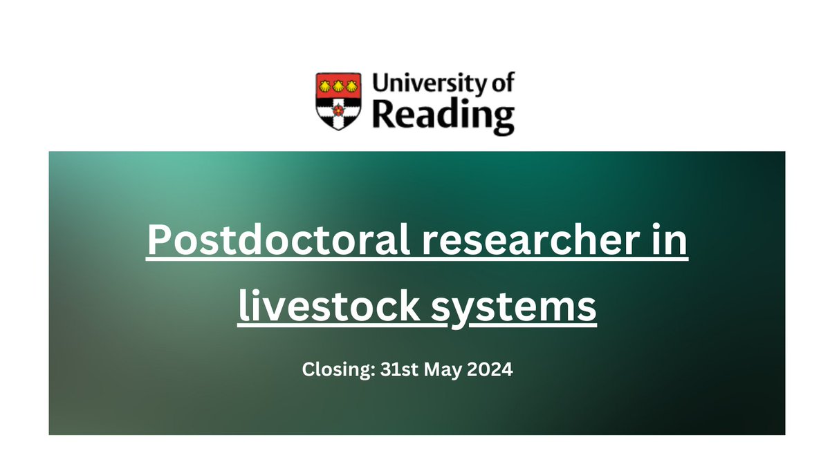 The University of Reading is hiring a postdoctoral researcher in livestock systems as part of the PATHWAYS project. Find out more 👉bit.ly/3Wy8Vww @UniofReading #animalsciencejobs BSAS Jobs Board - bsas.org.uk/jobs
