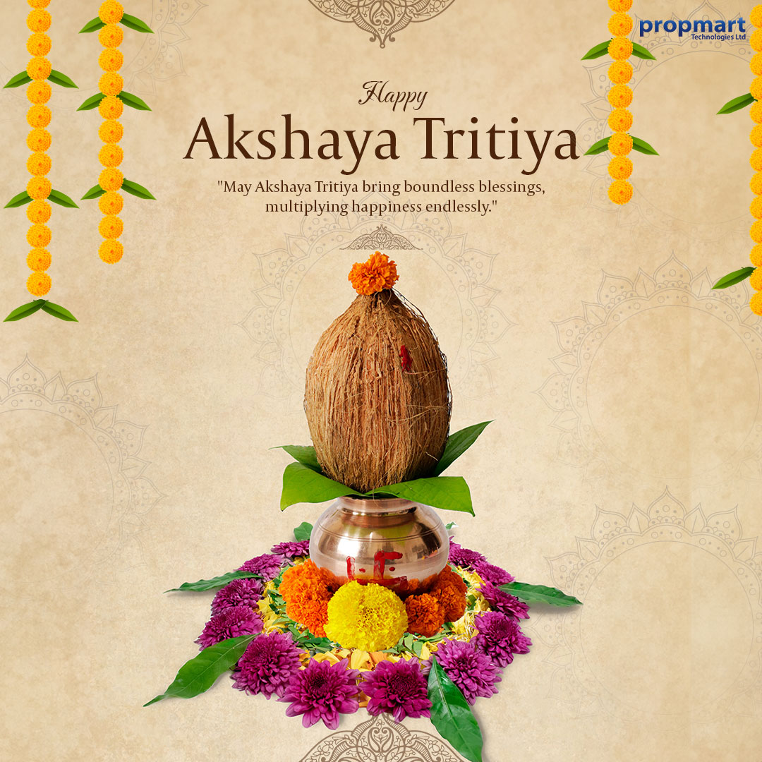 PropmartTl's tweet photo. On this auspicious day of Akshaya Tritiya, may your life be filled with abundance and good fortune.

#akshayatritiya #akshayatritiya2024 https://t.co/SGlJxvw6ez