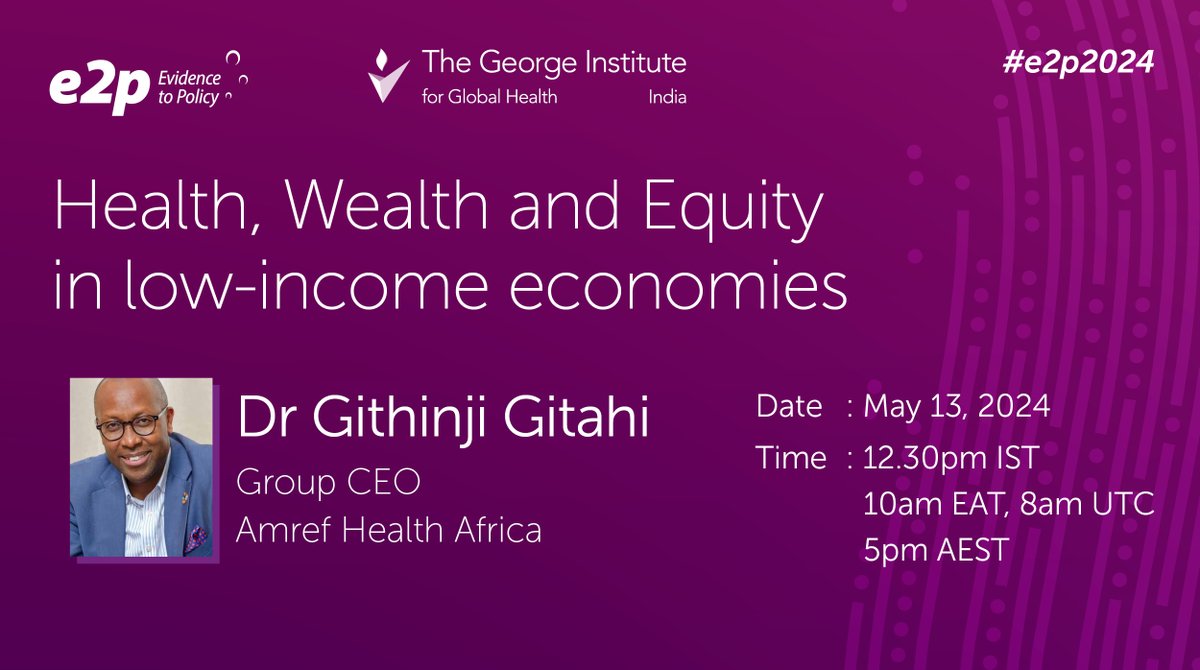 Engage in a thought-provoking discussion with Dr. Githinji Gitahi, Group CEO of @Amref_Worldwide, where he will shed light on equitable #healthcare access in low-income economies. Register now for our Seventh #Evidence2Policy Lecture: bit.ly/4aZRHfU