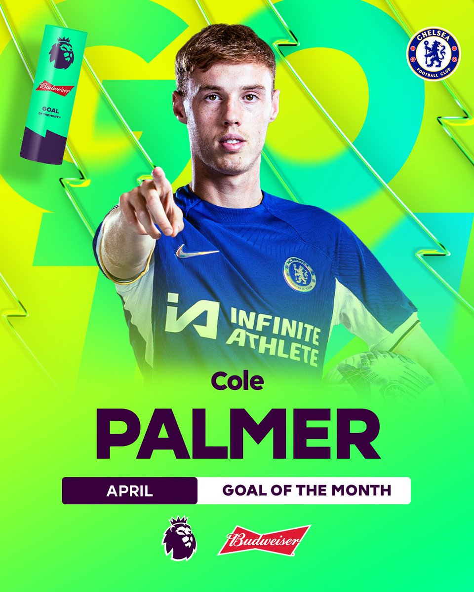 A thing of beauty 😍 Cole Palmer's magical strike against Everton wins him April's @budfootball Goal of the Month 🪄 #PLAwards | @ChelseaFC