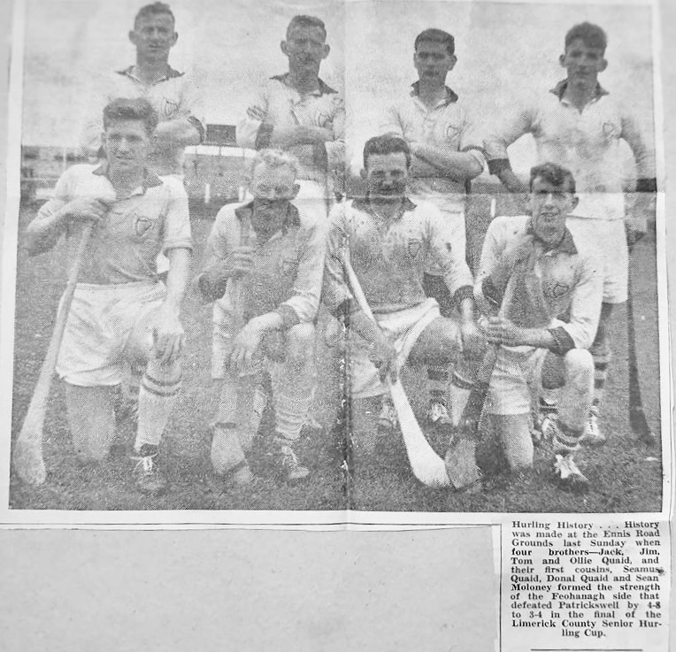 Cuimhnigh ar Luimneach : Limerick Supporters Group (@limerickfanpage) on Twitter photo The early days of the Quaid dynasty as 8 members of that famed <a href="/LimerickCLG/">Limerick GAA</a> hurling family line out for <a href="/FeohGaa/">Feohanagh / Castlemahon Gaa</a> against Patrickswell at the <a href="/LITgaelicground/">TUS Gaelic Grounds</a> in the early 1960s (courtesy of <a href="/JoeQuaid/">joe quaid</a> ) <a href="/officialgaa/">The GAA</a> <a href="/CrokePark/">Croke Park</a> The early days of the Quaid dynasty as 8 members of that famed <a href="/LimerickCLG/">Limerick GAA</a> hurling family line out for <a href="/FeohGaa/">Feohanagh / Castlemahon Gaa</a> against Patrickswell at the <a href="/LITgaelicground/">TUS Gaelic Grounds</a> in the early 1960s (courtesy of <a href="/JoeQuaid/">joe quaid</a> ) <a href="/officialgaa/">The GAA</a> <a href="/CrokePark/">Croke Park</a>