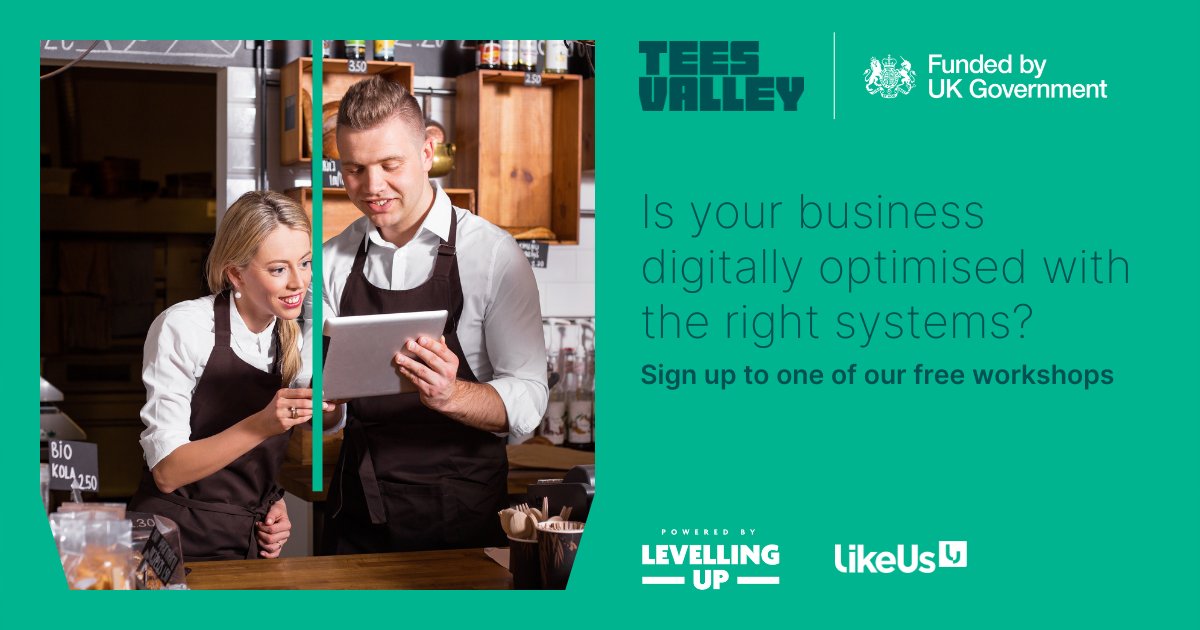 Optimise your business Digital! 💻

LikeUs can help, thanks to the partnership with the Tees Valley Combined Authority🙌

✅Streamline work loads
✅Decrease paperwork
✅Fully Funded Workshops

Sign up now - like-us.co.uk/tees-valley-di…