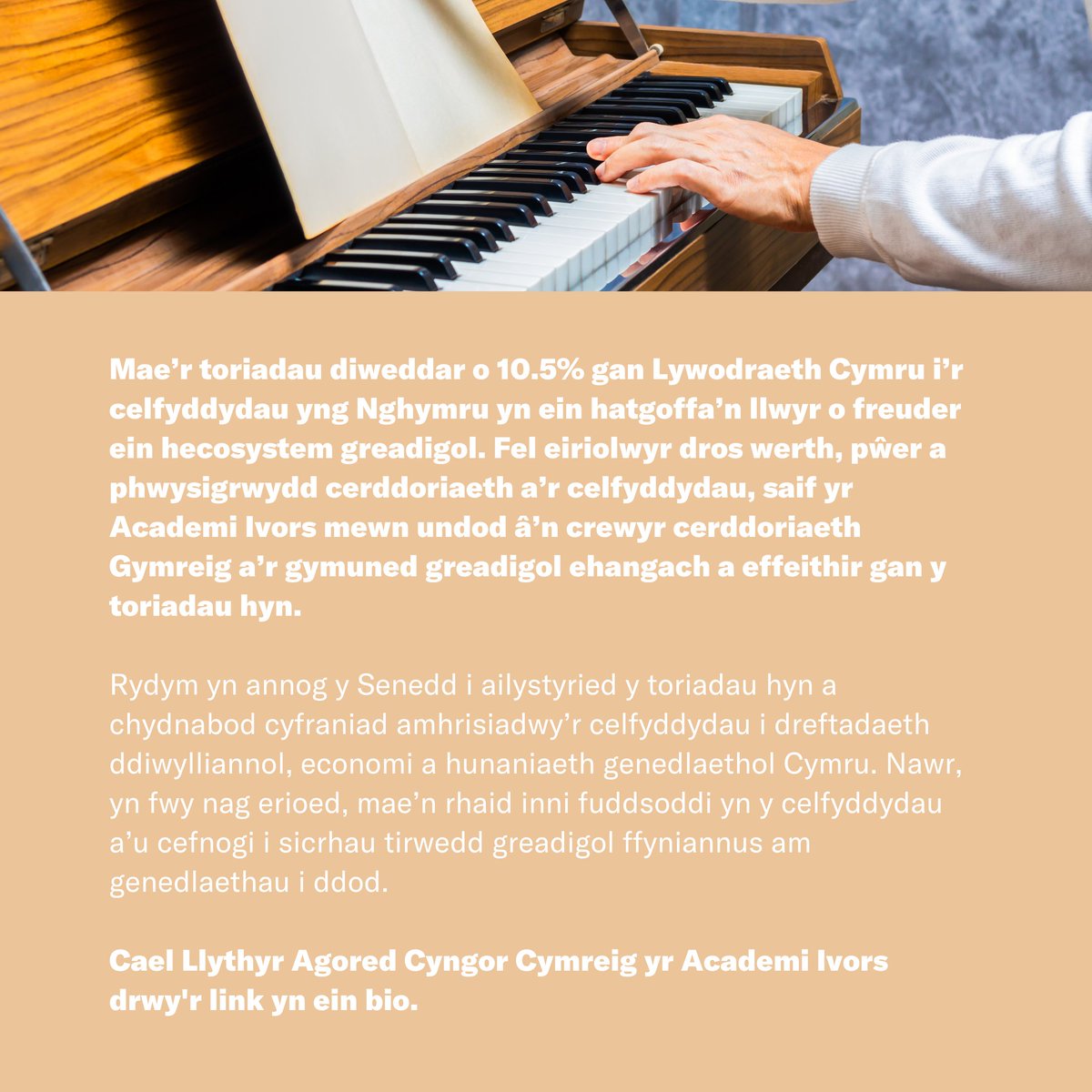 The Ivors Academy's Welsh Council has written an open letter, urging the Senedd to reconsider cuts to the arts in Wales. 📣 The decision to cut funding to the arts threatens not only the livelihoods of artists and creators but also the cultural vibrancy and identity of Wales.…