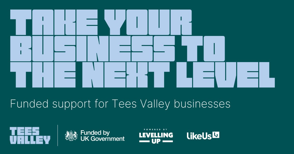 Take your business to the next level! 🔝

LikeUs can help, thanks to the partnership with the Tees Valley Combined Authority🙌

✅Digital Funding &amp; Grants
✅Access to Digital Marketing Experts
✅Fully Funded workshops

Sign up now - like-us.co.uk/tees-valley-di…