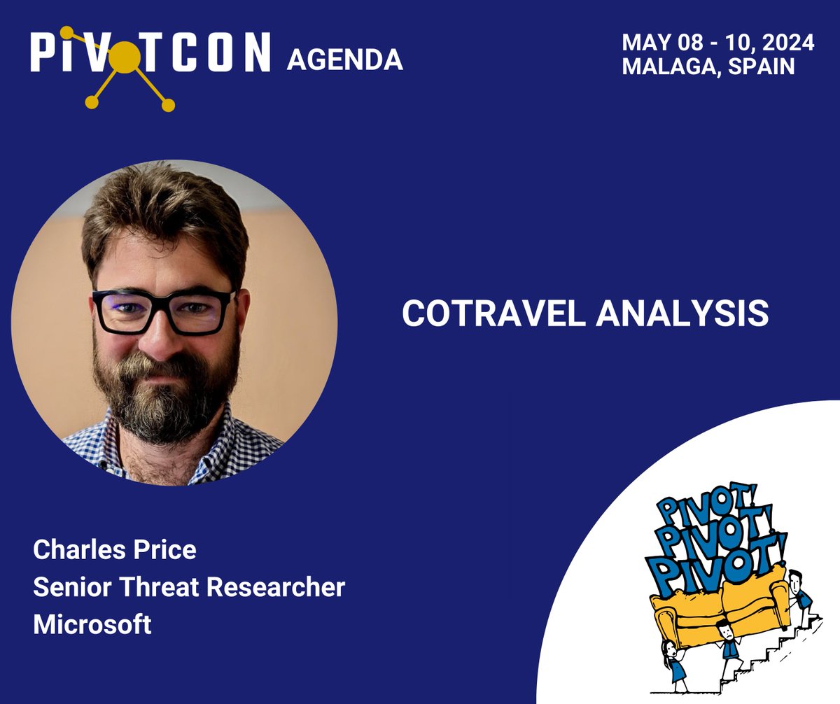 🎙️@linuxisp shows his analytical process to identify and track threat actors.

Charles uses CoTravel analysis & Storm-powered graphs to identify covert networks.

#PIVOTcon24 #CTI #ThreatIntel