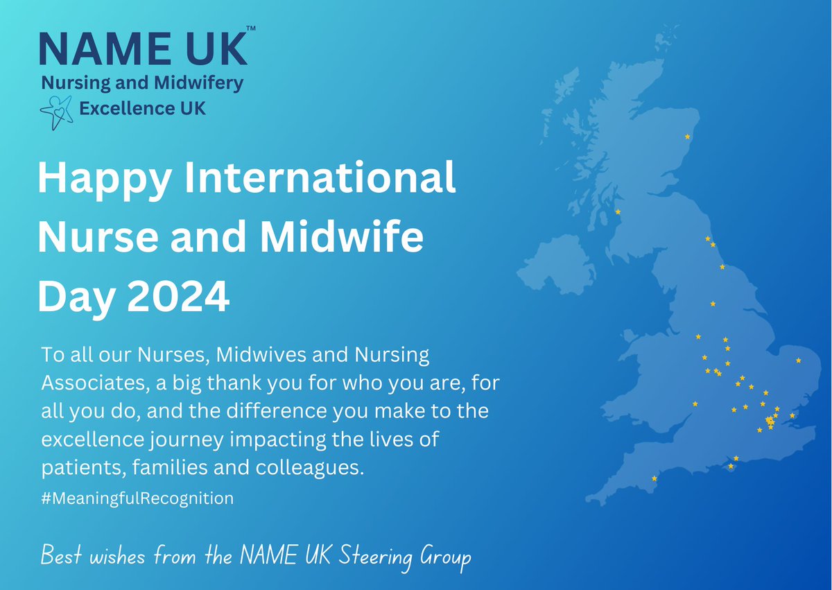 On behalf of the NAME UK steering group, we would like to wish you all a very happy International Day of the Midwife and International Nurses Day 2024! #MeaningfulRecognition