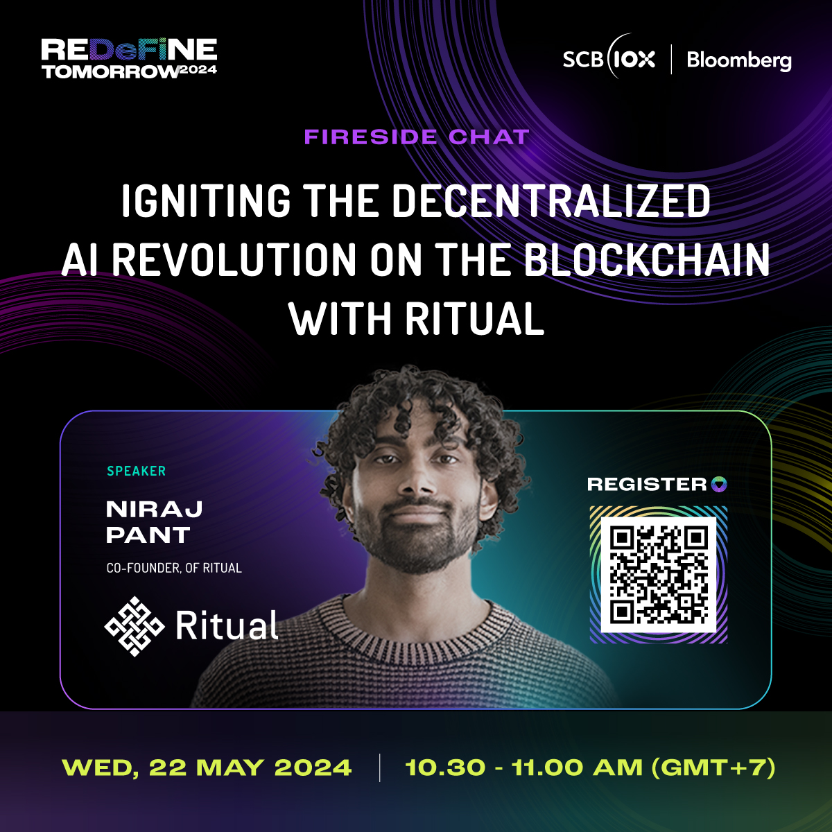 Meet the speaker at #REDeFiNETOMORROW2024 / 21-22 May 2024 Fireside Chat: Igniting the Decentralized AI Revolution on the Blockchain With Ritual @niraj of @ritualnet Free ticket: bloombergevents.com/SCB10x_2024