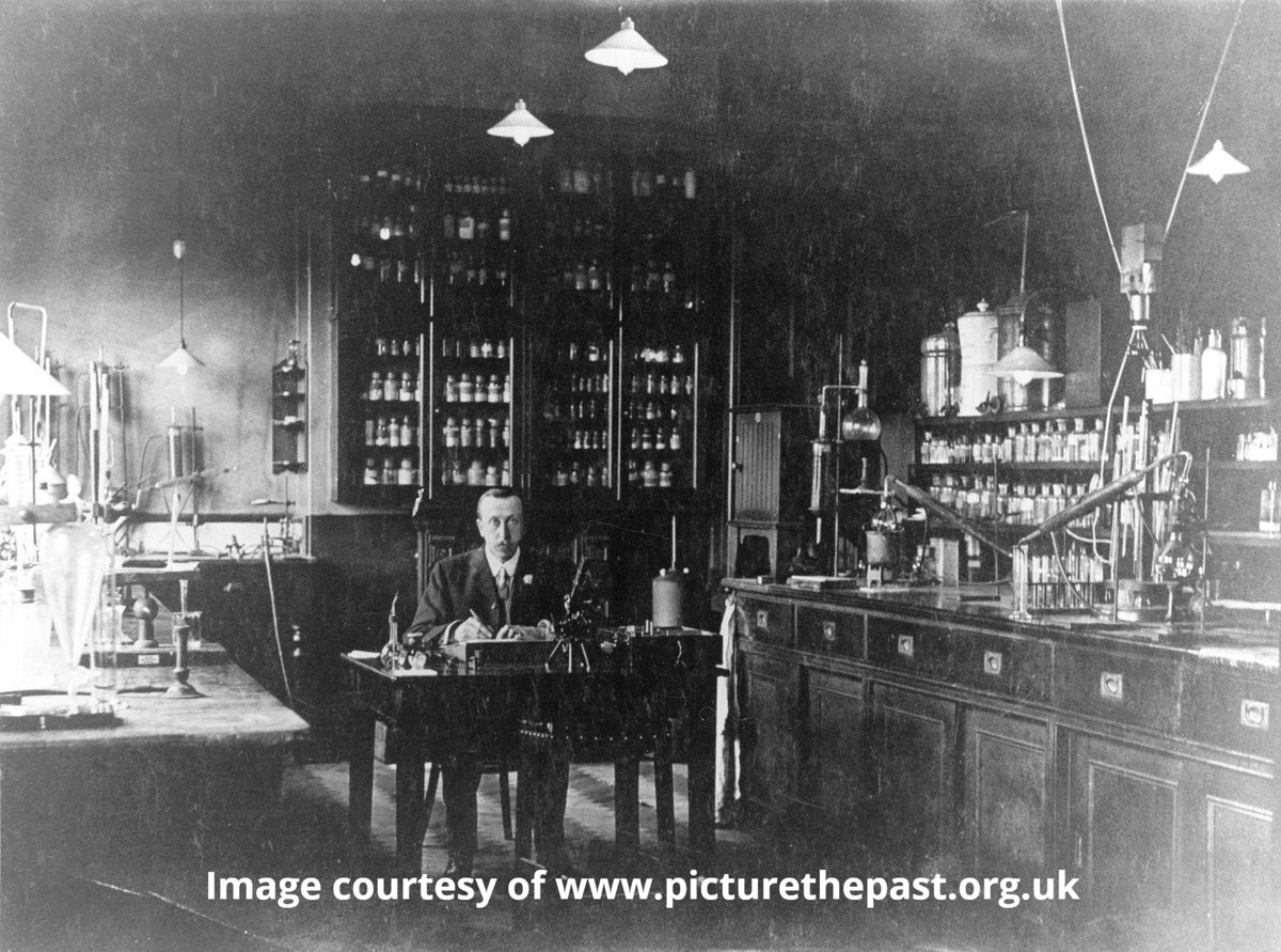 On #PhotoFriday we visit the late 1890s. Here is County Analyst John White in his very impressive laboratory. 

#EYAScience  #LocalAndCommunityHistoryMonth