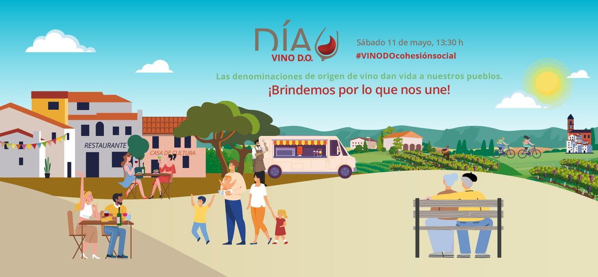 🔈 Mañana es el Día del #Vino D.O., un día para celebrar la contribución de las Denominaciones de Origen de #vino a la cohesión social del #territorio 🙌

🙋‍♂️Súmate al movimiento D.O. y brinda con nosotros 🍷
🗓️11 de mayo
⏰13:30 (12:30 Canarias)
#VINODOcohesiónsocial #vinodo