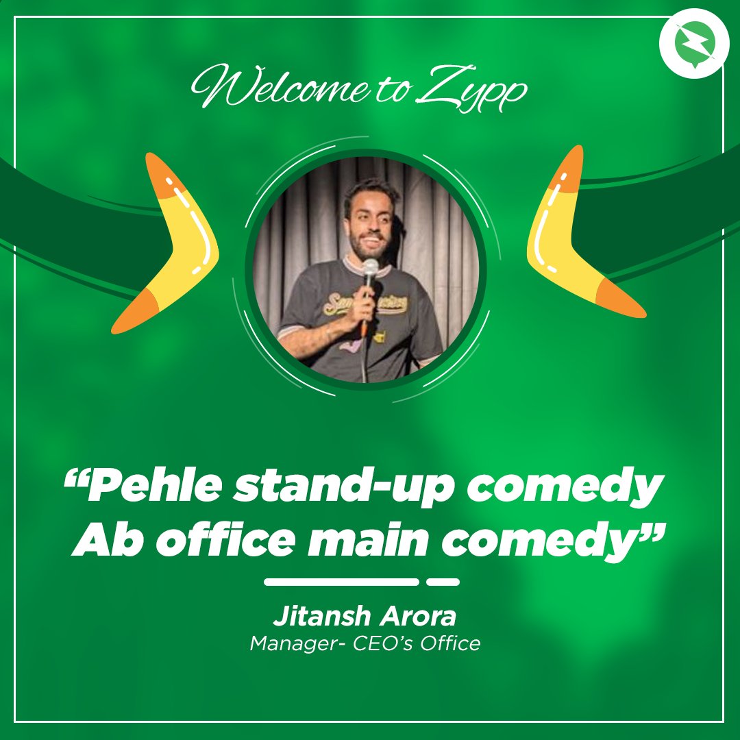 We Welcome @Jitansh Arora aboard Zypp Electric, He'll be managing investor relations and new business at Zypp Electric. He is a part-time StandUp Comedian reflecting his jovial moments across the floor with people around.🤓🤗 #newjoinee #lifeatzypp #Zyppelectric #employeewelcome