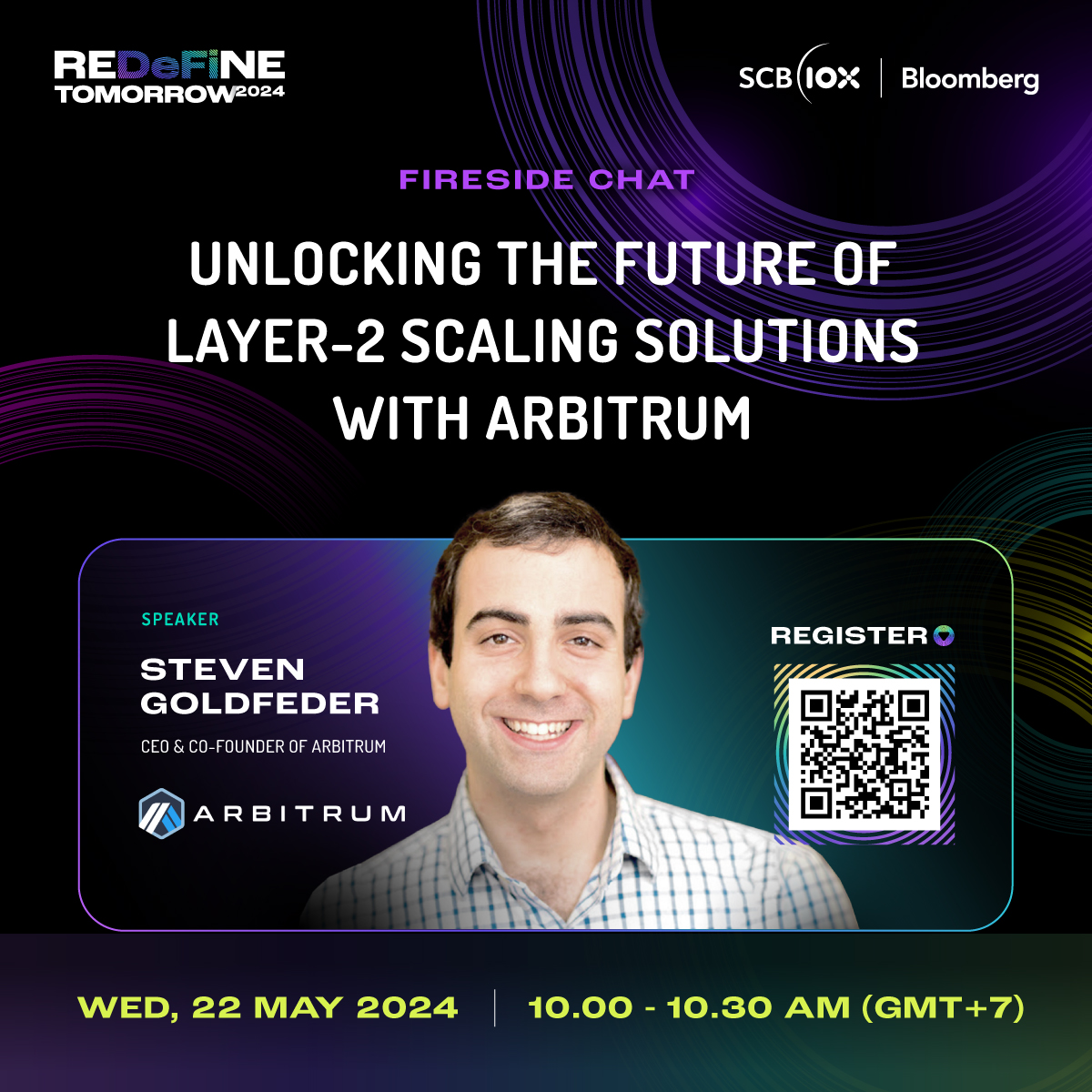 Meet the speaker at #REDeFiNETOMORROW2024 / 21-22 May 2024 Fireside Chat: Unlocking the Future of Layer-2 Scaling Solutions With Arbitrum @sgoldfed of @arbitrum Free ticket: bloombergevents.com/SCB10x_2024