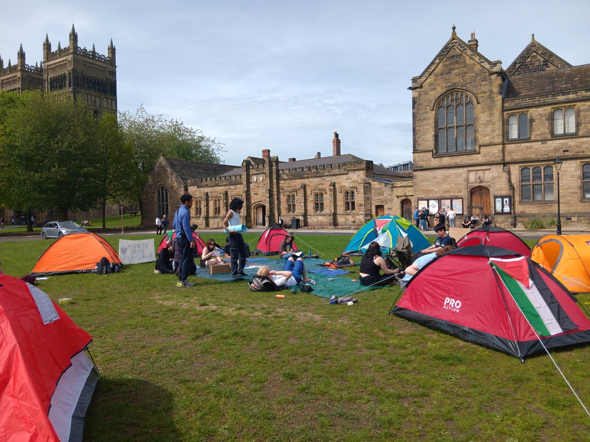 Encampment of Durham students on College Green now #FreePalestine