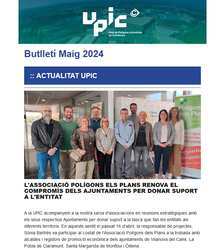 Sortim al butlletí de la <a href="/upiccambra/">upiccambra</a> del mes de maig 🔎📢📣#polígons #projectes #territori #colaboraciópublicoprivada