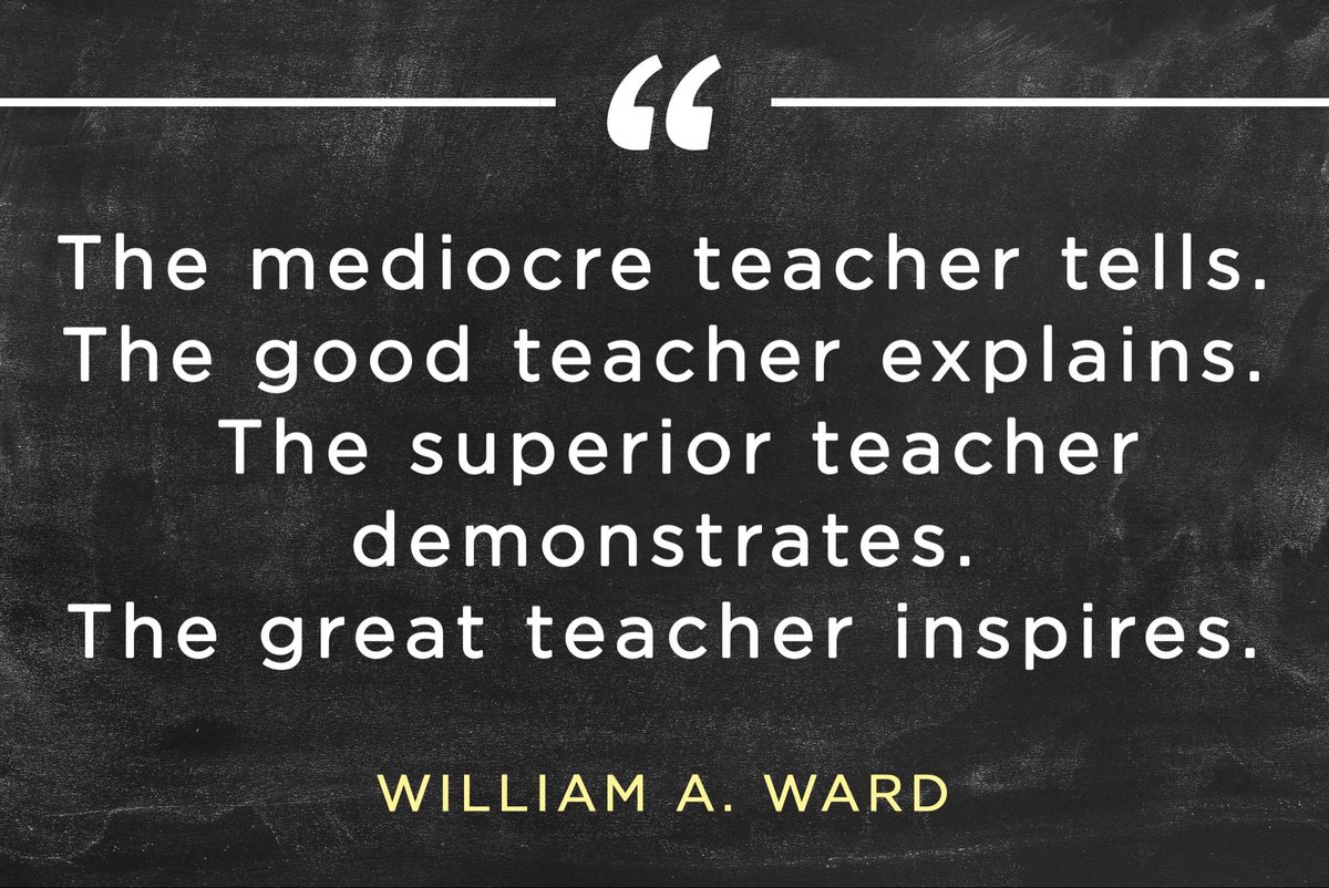 Principal_H's tweet image. The mediocre teacher tells.
The good teacher explains.
The superior teacher demonstrates.
The great teacher inspires.

#education #teachers #leadership #sped #autism #edtech #teachertwitter