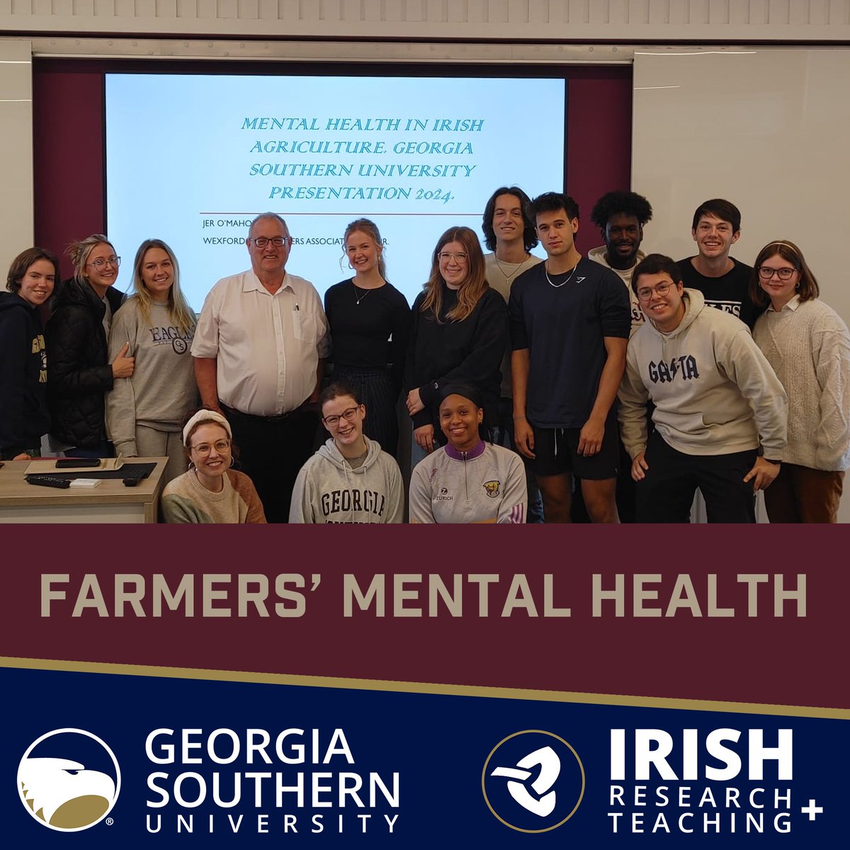 Georgia Southern Irish Research & Teaching (@gsirishstudies) on Twitter photo Impactful conclusion to <a href="/GeorgiaSouthern/">GeorgiaSouthern</a>'s debut Spring Semester on the #WexfordCampus: Presentation about farmers' mental health. Sincere thanks to Jer O'Mahony, Wexford Chair, Irish Farmers Association, for his important insights & untiring advocacy for farm families. <a href="/IFAmedia/">Irish Farmers' Association</a> Impactful conclusion to <a href="/GeorgiaSouthern/">GeorgiaSouthern</a>'s debut Spring Semester on the #WexfordCampus: Presentation about farmers' mental health. Sincere thanks to Jer O'Mahony, Wexford Chair, Irish Farmers Association, for his important insights & untiring advocacy for farm families. <a href="/IFAmedia/">Irish Farmers' Association</a>