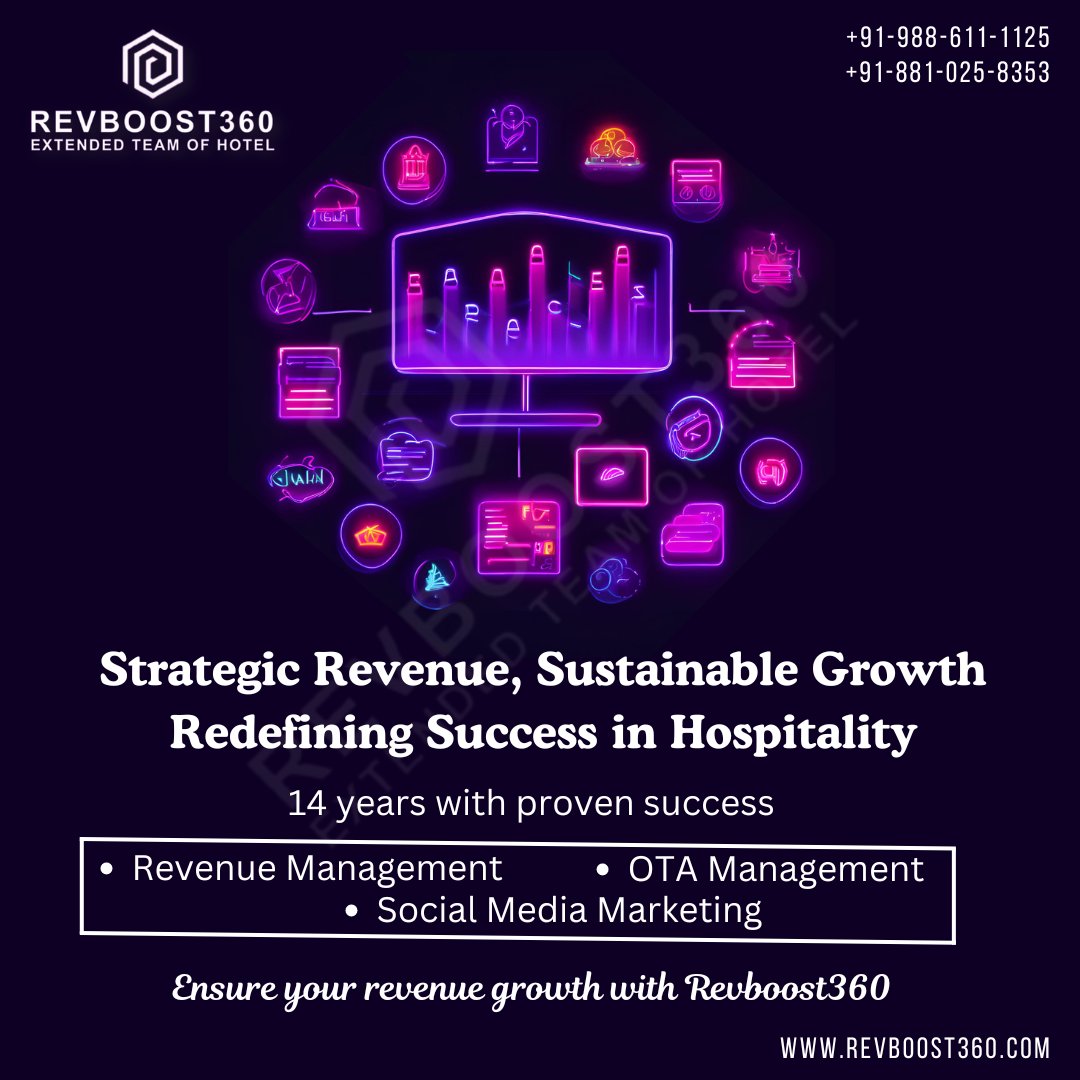 Ensure your revenue growth with us...
#revboost360 #hotelbusinessrevenue #onlinebookings #otamanagement #hotelmarketingexpert #hotelsandresorts #hotelbusiness #hoteliers #hotelservices #hotelmanagement #socialmediamarketing #digitalmarketingexpert #socialmediamanagement #revenue