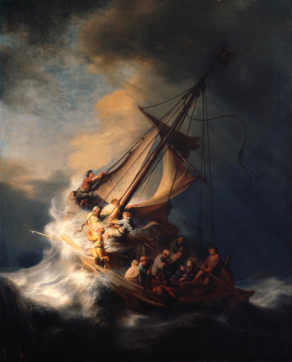 'I bring you the gift of these four words: 𝗜 𝗯𝗲𝗹𝗶𝗲𝘃𝗲 𝗶𝗻 𝘆𝗼𝘂.' ~ Blaise Pascal Christ in the Storm on the Sea of Galilee (1633) 🎨 Rembrandt
