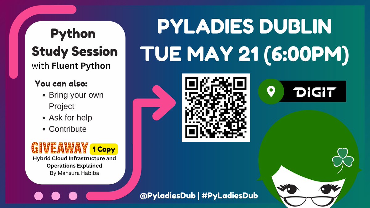 🙏 A big thanks to @DIGITgamestudio for hosting our #PyLadies #Python study session w/ @fluentpython this month. 🏆 Plus we have a raffle of a copy of @MansuraHabiba's book. meetup.com/pyladiesdublin…