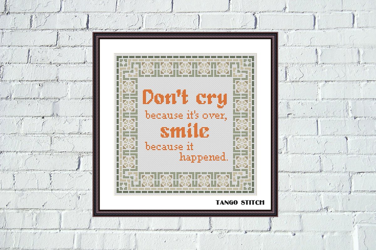 Don't cry because it's over motivational cross stitch pattern jpcrochet.com/products/dont-… 
#crossstitchpattern #crossstitch #needlecraft #stitching #embroidery