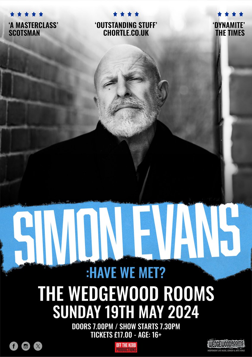 Comedian Simon Evans brings his show ‘Have We Met?’ to the Wedge next weekend!😅 Last tickets available from our website below 👉 wedgewood-rooms.co.uk 👈