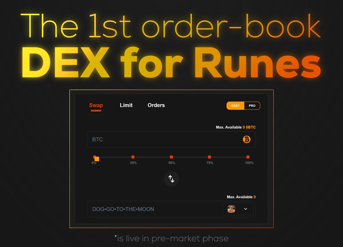 FluidTokens: The 1st order-book Dex for Runes is live*! Submit buy and sell orders to help stress test the platform; we are taking notes based on your interactions with the DApp ✍️ ➜ btc.fluidtokens.com/swap *Trading is not live yet.